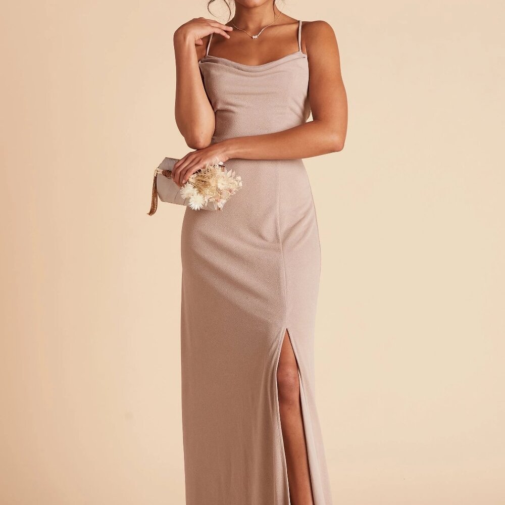 Birdy Grey Ash Cowl Neck Crepe Dress Taupe